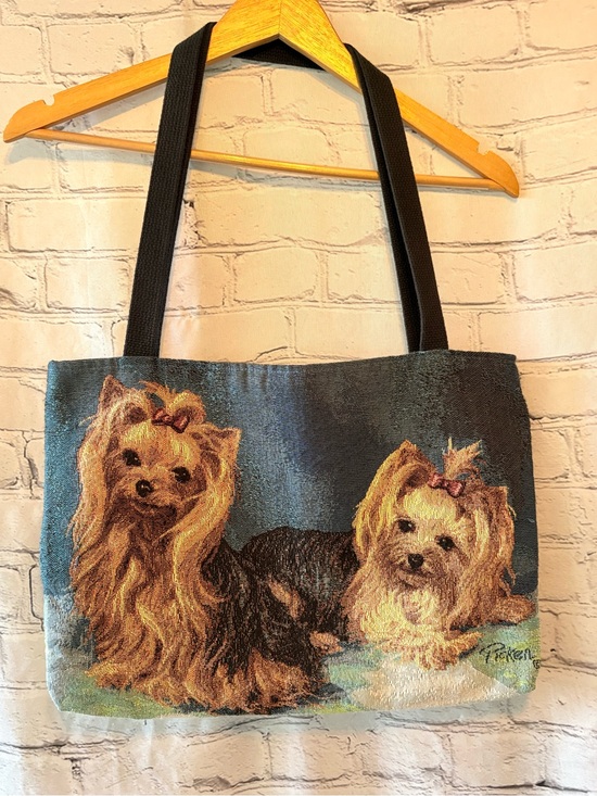 Handbags - Yorkshire Terrier Tapestry Tote Bag Fancy Yorkies Dog 16” x 14” Linda Picken